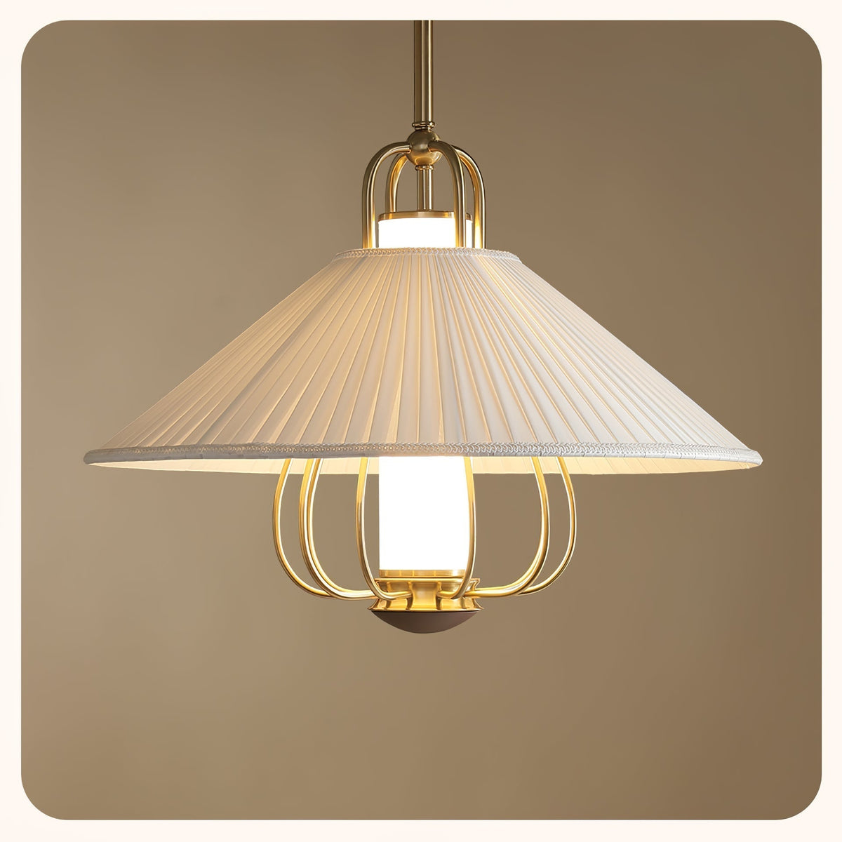 Solisiella hanglamp stof goud LED voor eetkamer