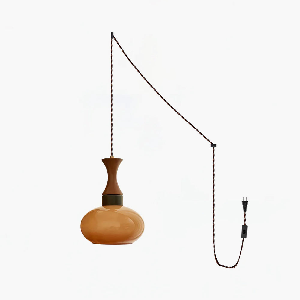 Chara hanglamp met stekker in bruin