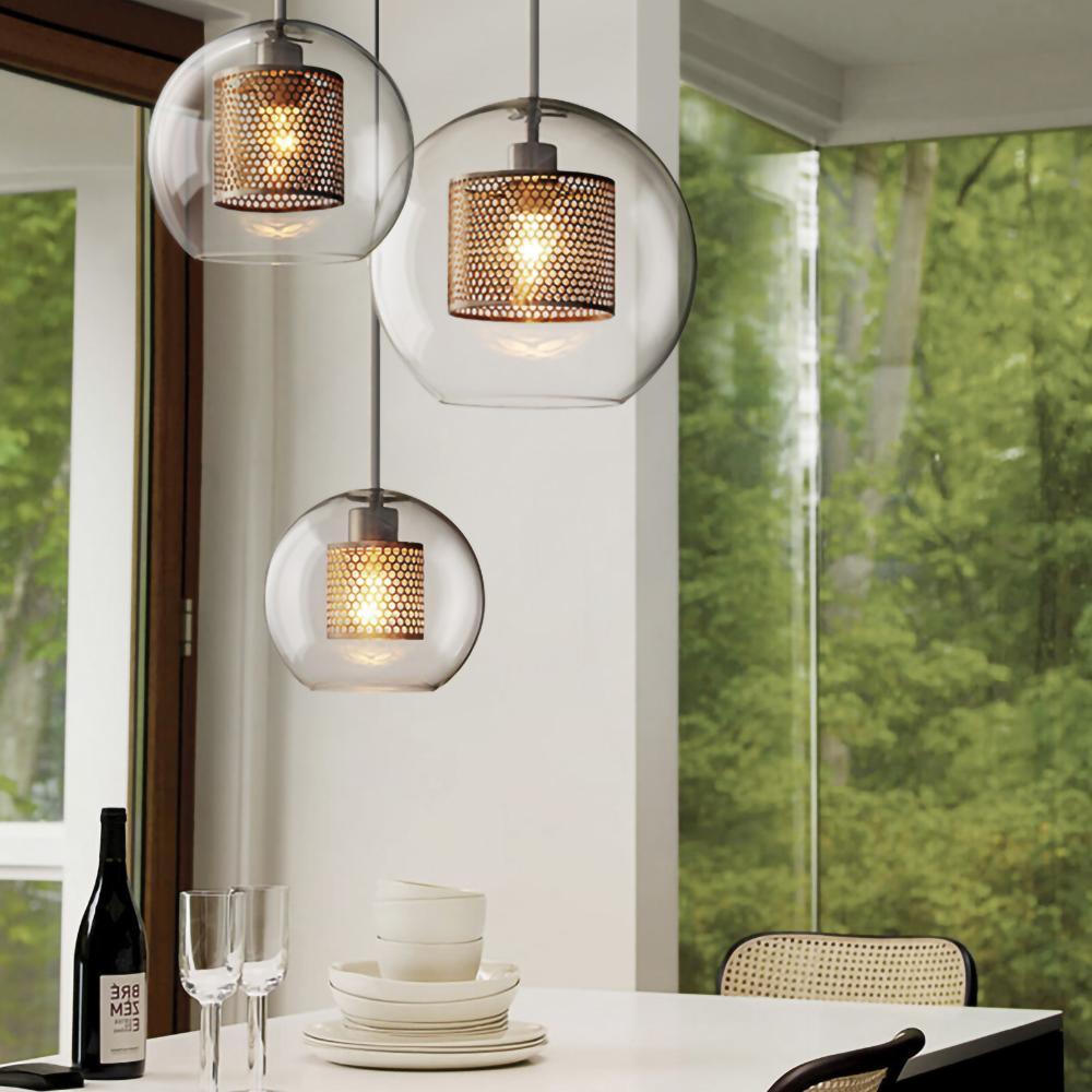 Veleine hanglamp met glazen kap voor woonkamer