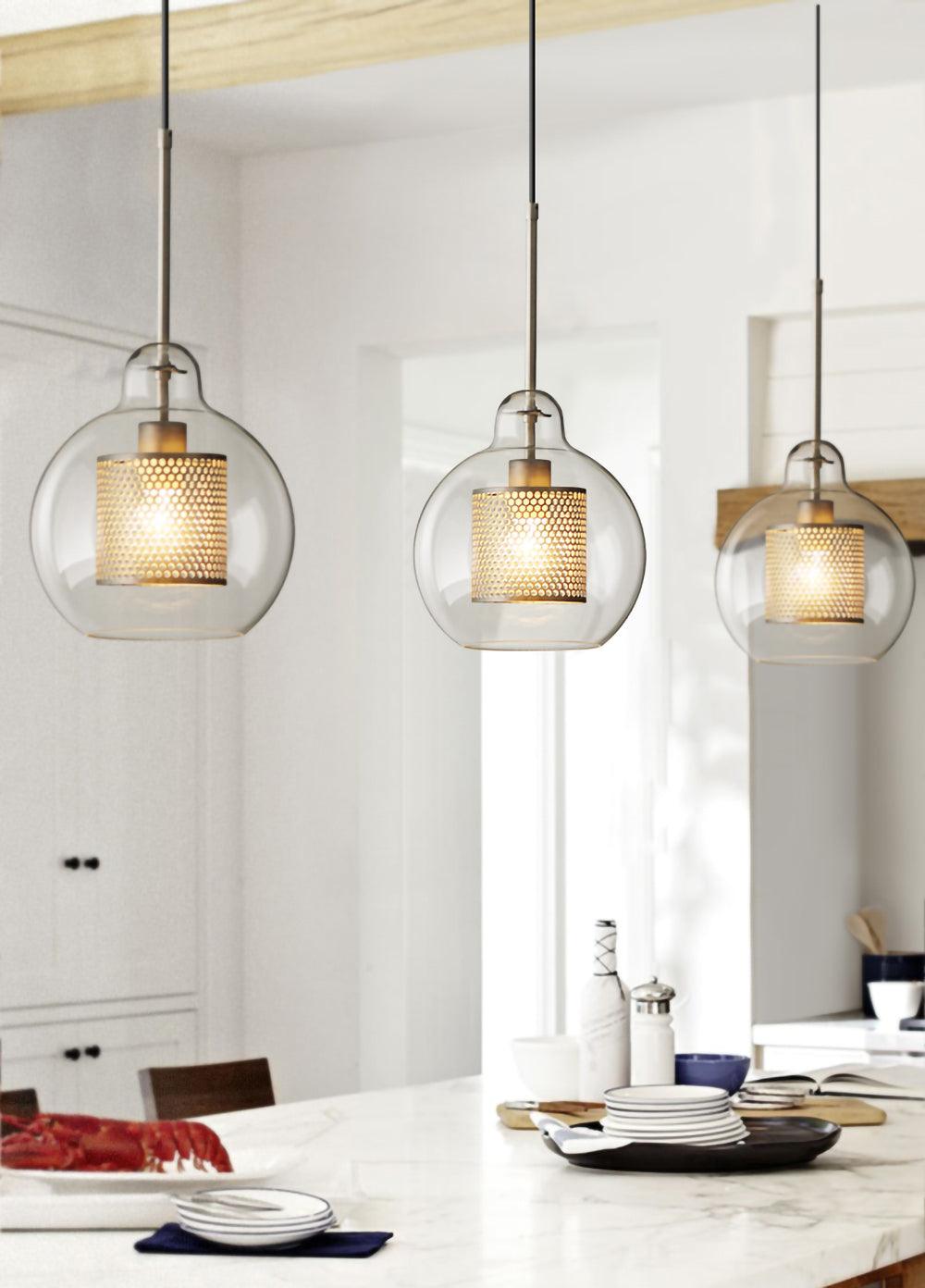 Veleine hanglamp met glazen kap voor woonkamer