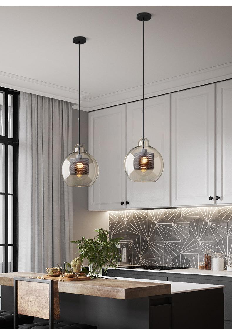 Veleine hanglamp met glazen kap voor woonkamer