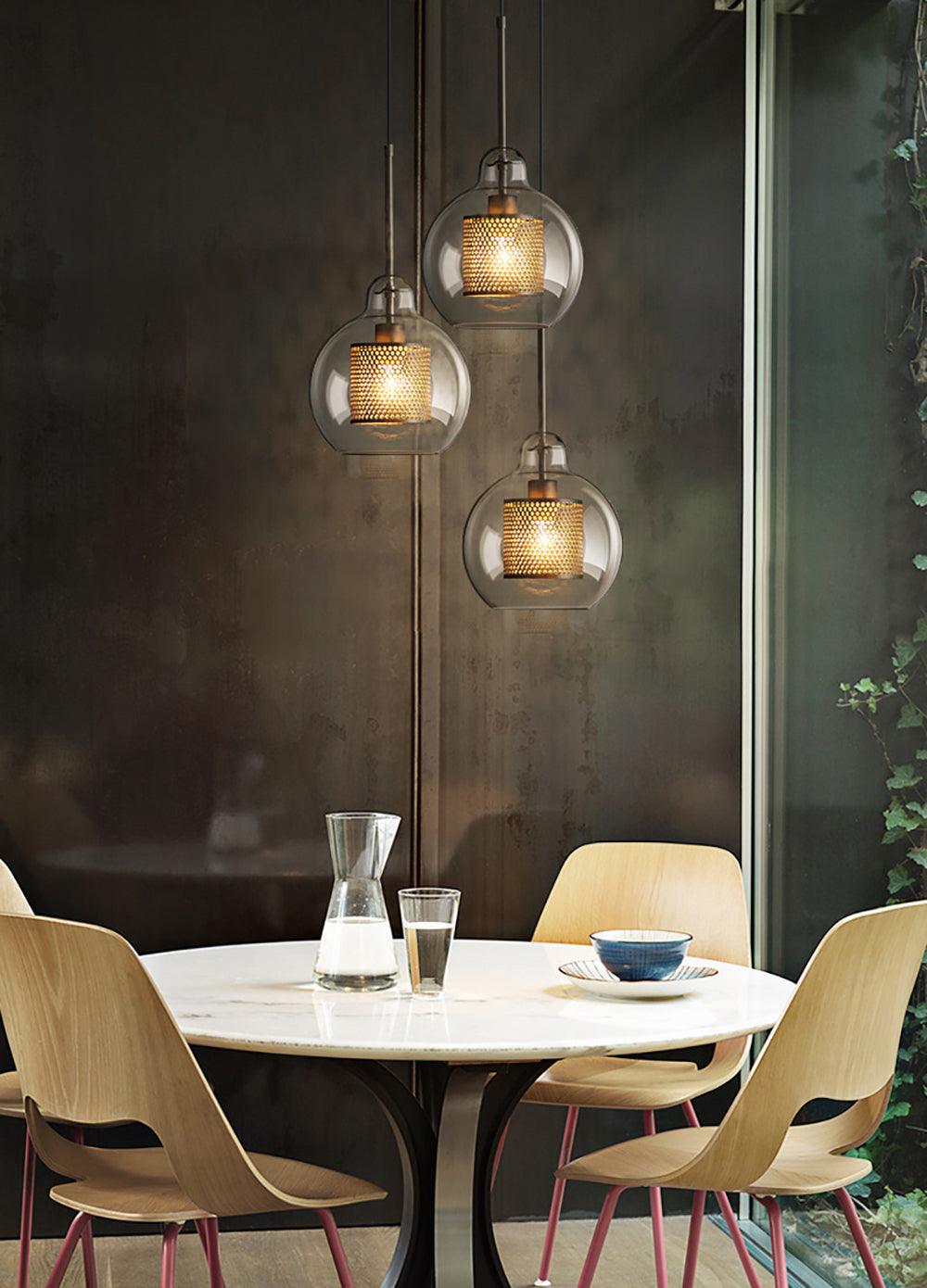 Veleine hanglamp met glazen kap voor woonkamer