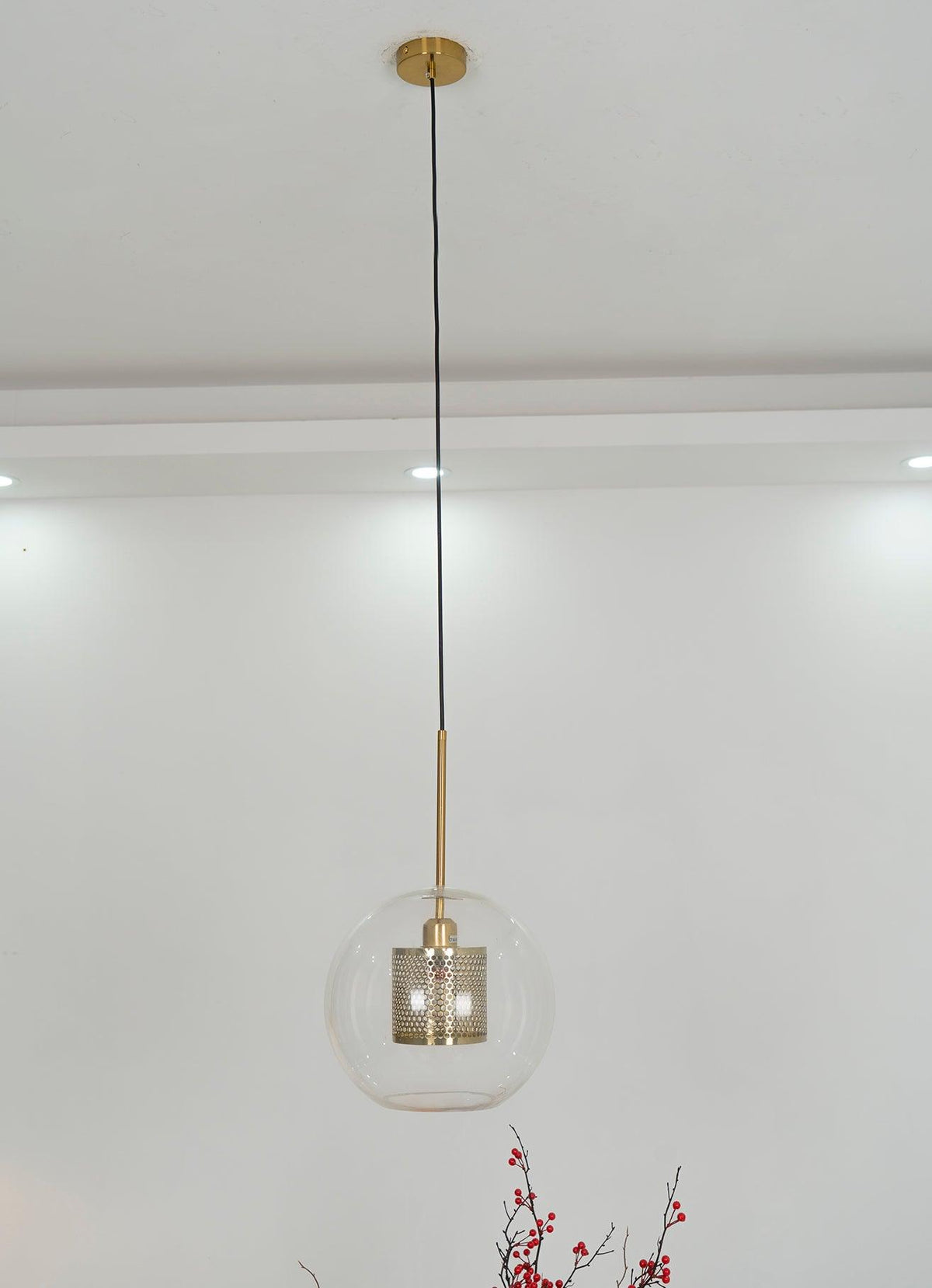 Veleine hanglamp met glazen kap voor woonkamer