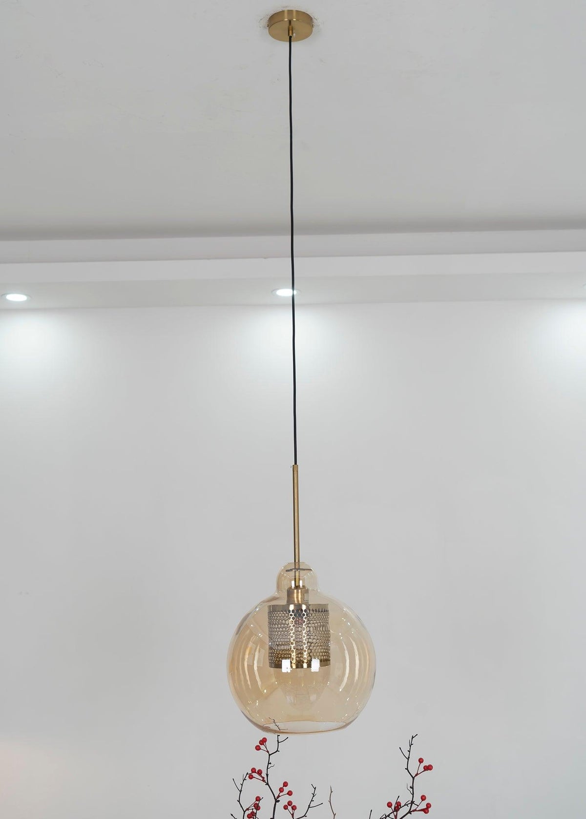 Veleine hanglamp met glazen kap voor woonkamer
