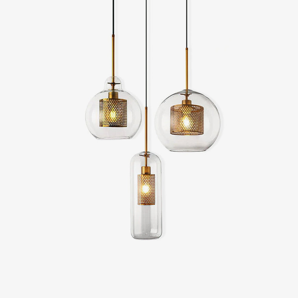 Veleine hanglamp met glazen kap voor woonkamer