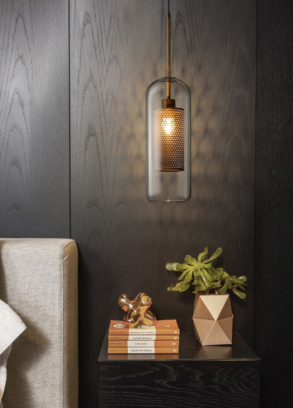 Veleine hanglamp met glazen kap voor woonkamer