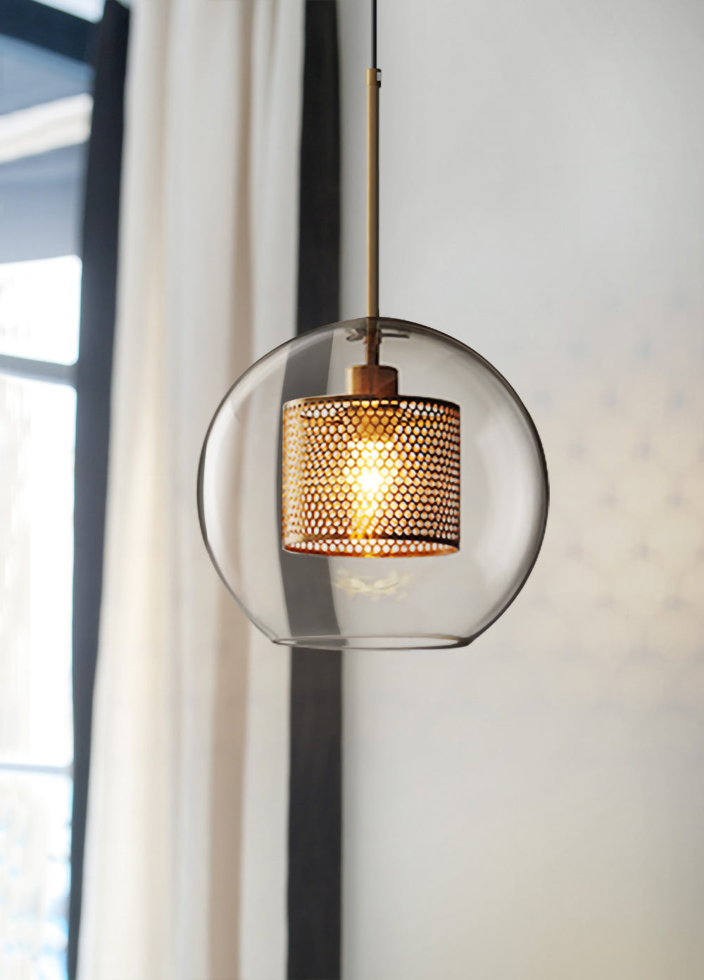 Veleine hanglamp met glazen kap voor woonkamer