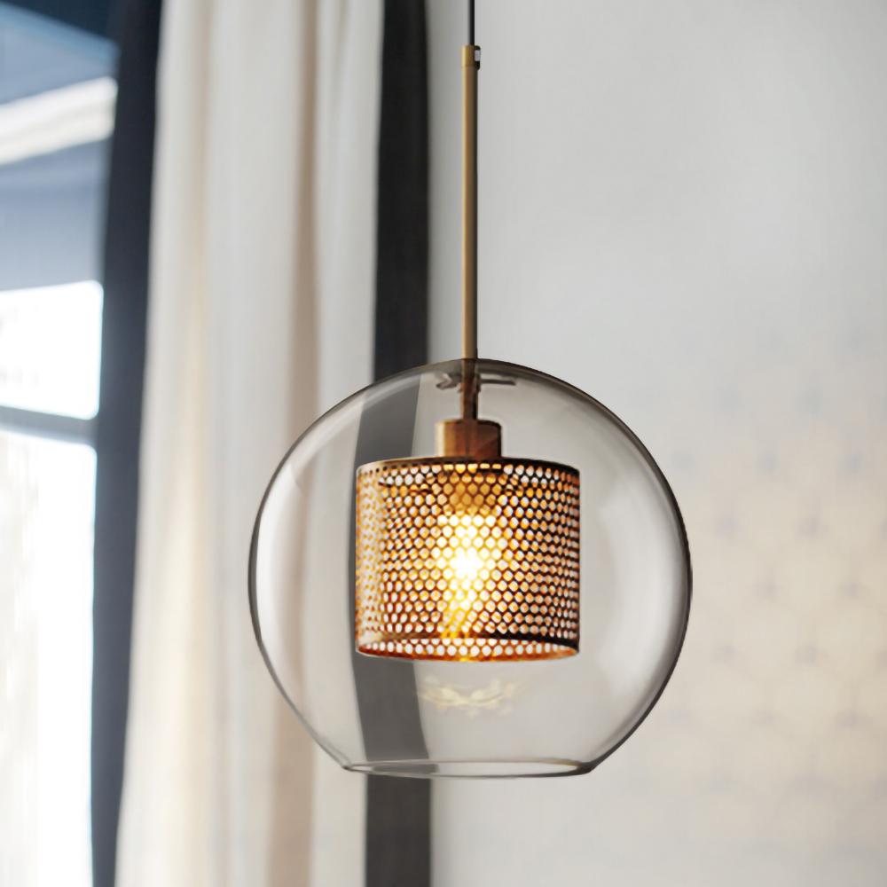 Veleine hanglamp met glazen kap voor woonkamer