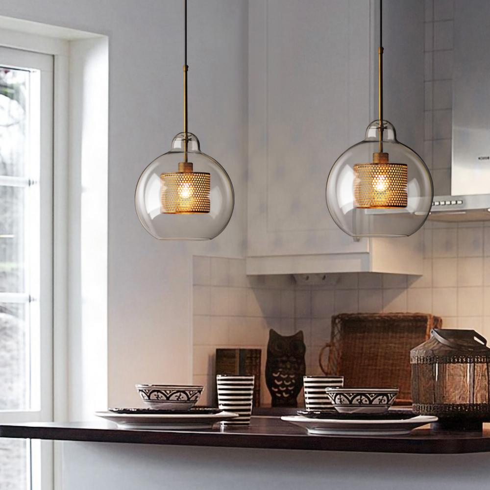 Veleine hanglamp met glazen kap voor woonkamer