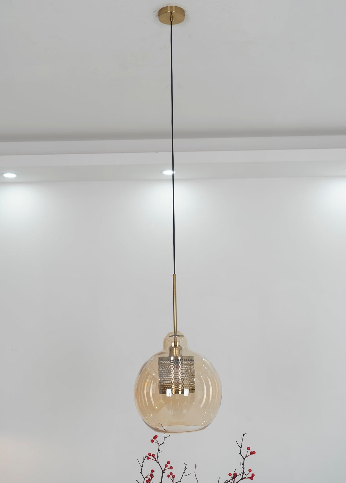 Veleine hanglamp met glazen kap voor woonkamer