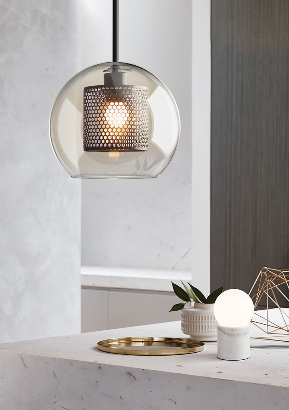 Veleine hanglamp met glazen kap voor woonkamer
