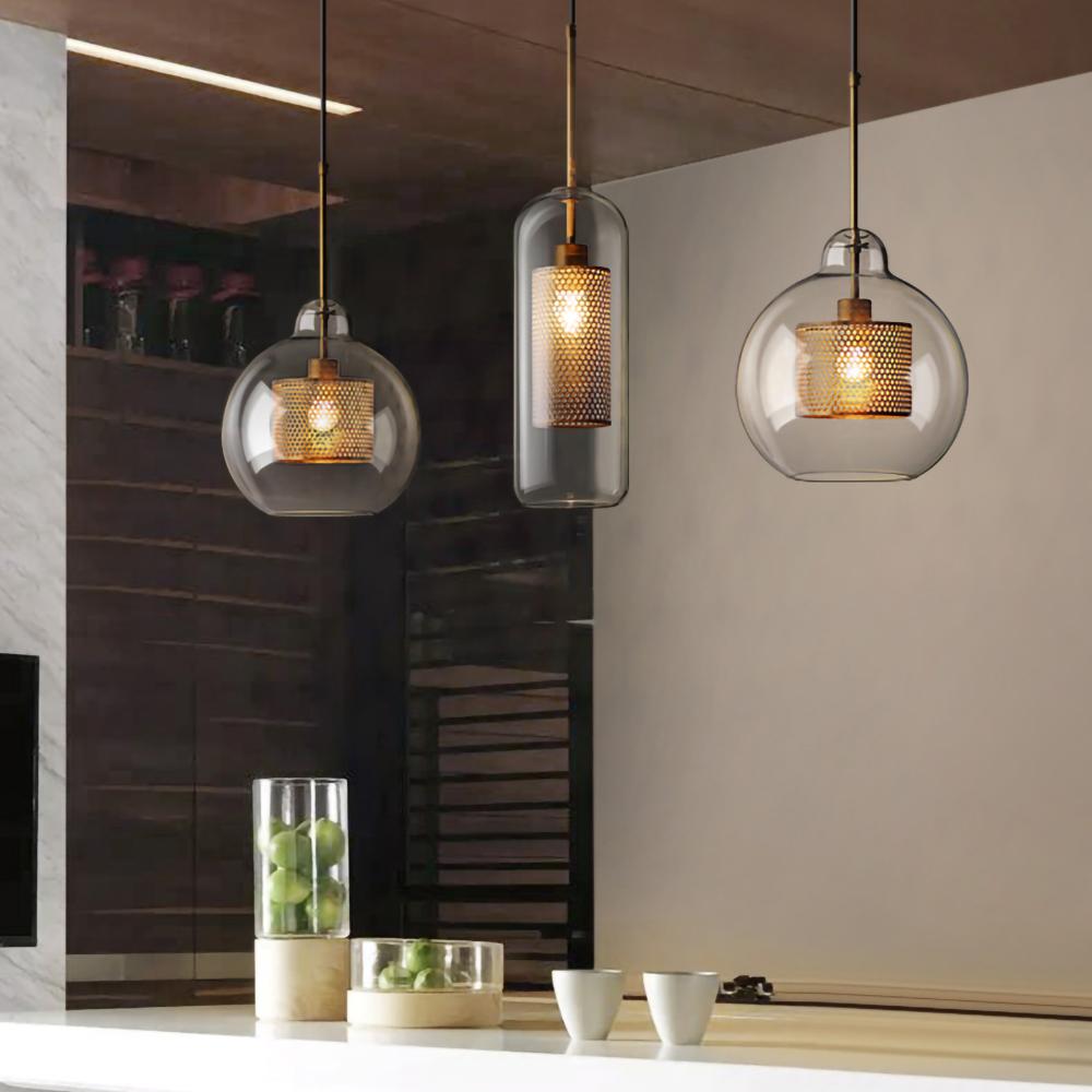 Veleine hanglamp met glazen kap voor woonkamer