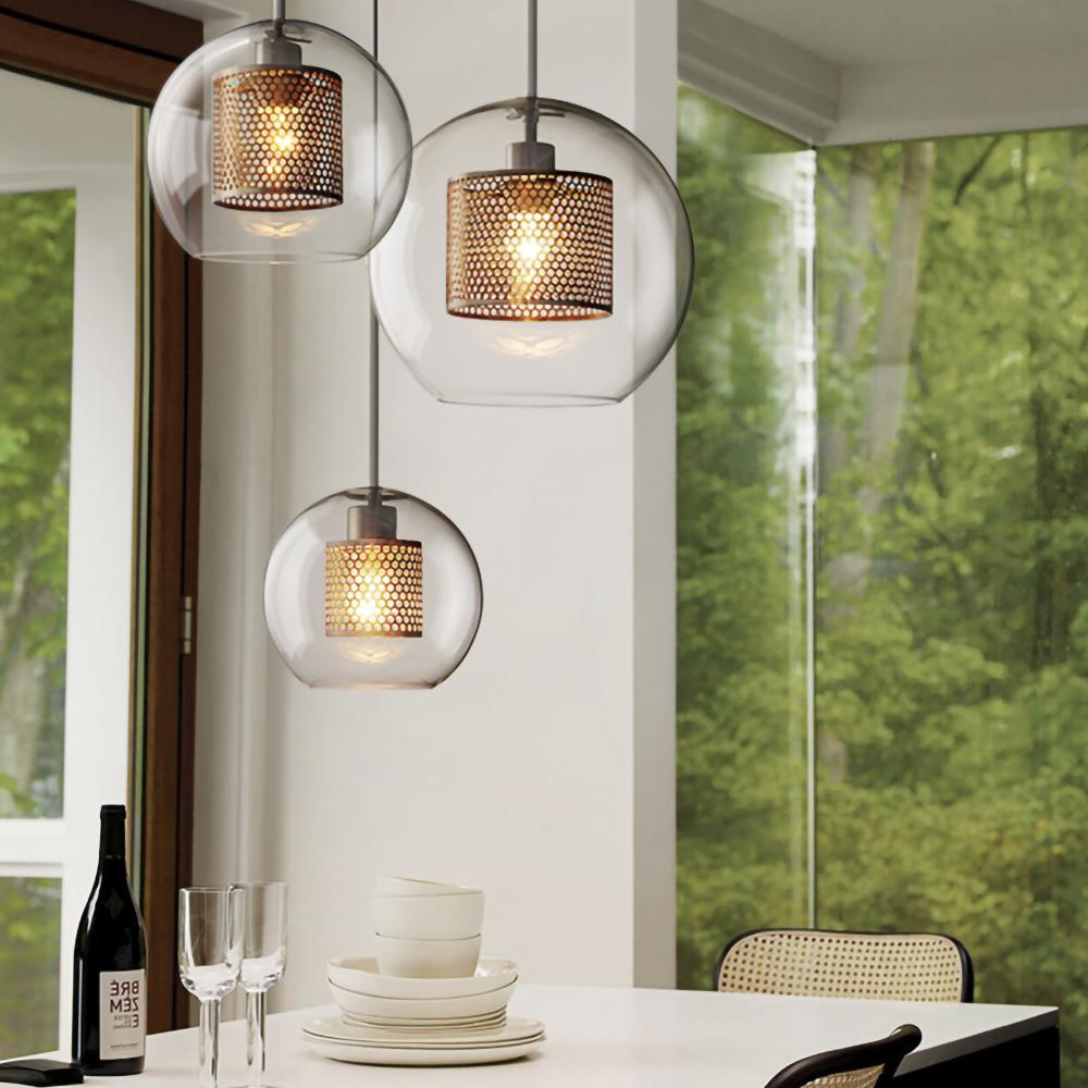 Veleine hanglamp met glazen kap voor woonkamer