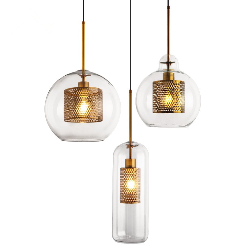 Veleine hanglamp met glazen kap voor woonkamer