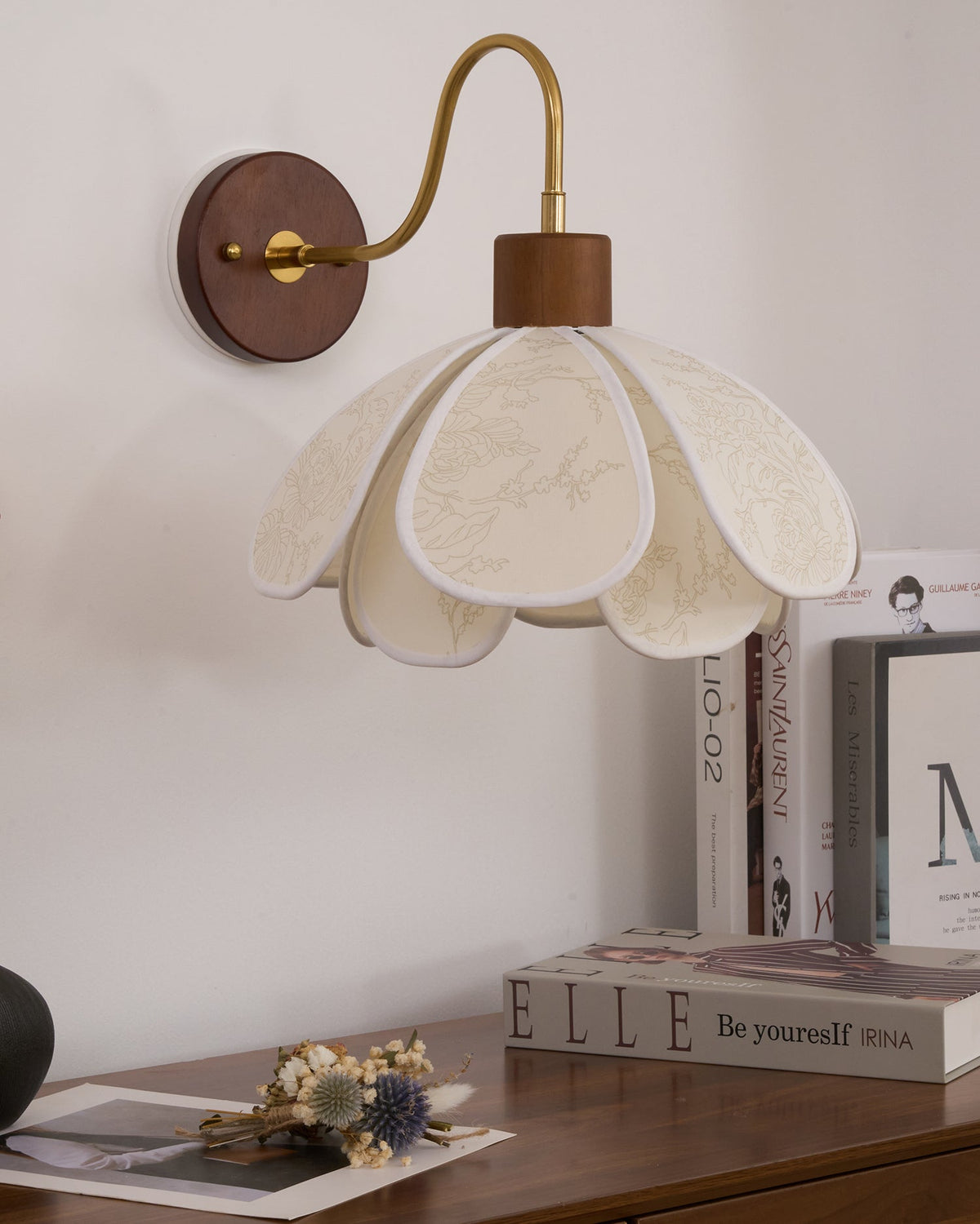 Florayne Vintage Bloemmotief glas wandlamp