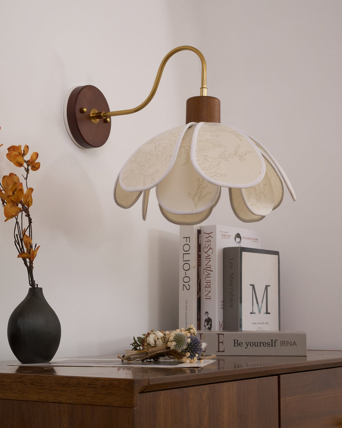 Florayne Vintage Bloemmotief glas wandlamp
