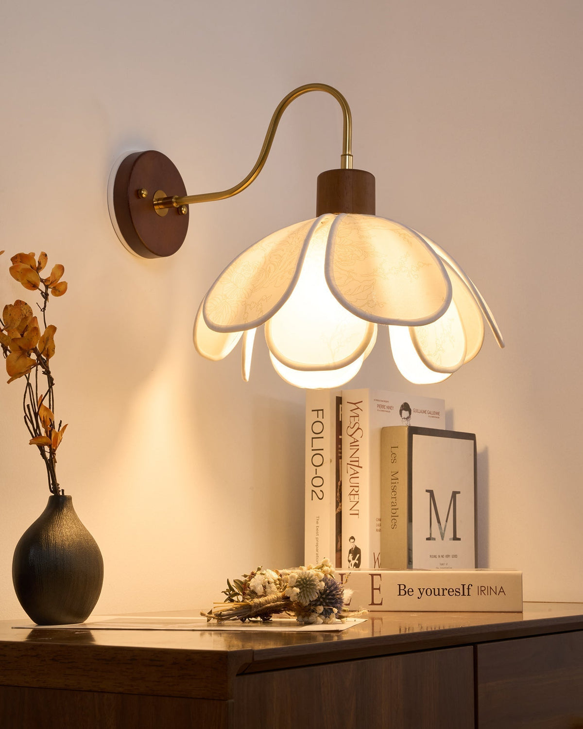 Florayne Vintage Bloemmotief glas wandlamp