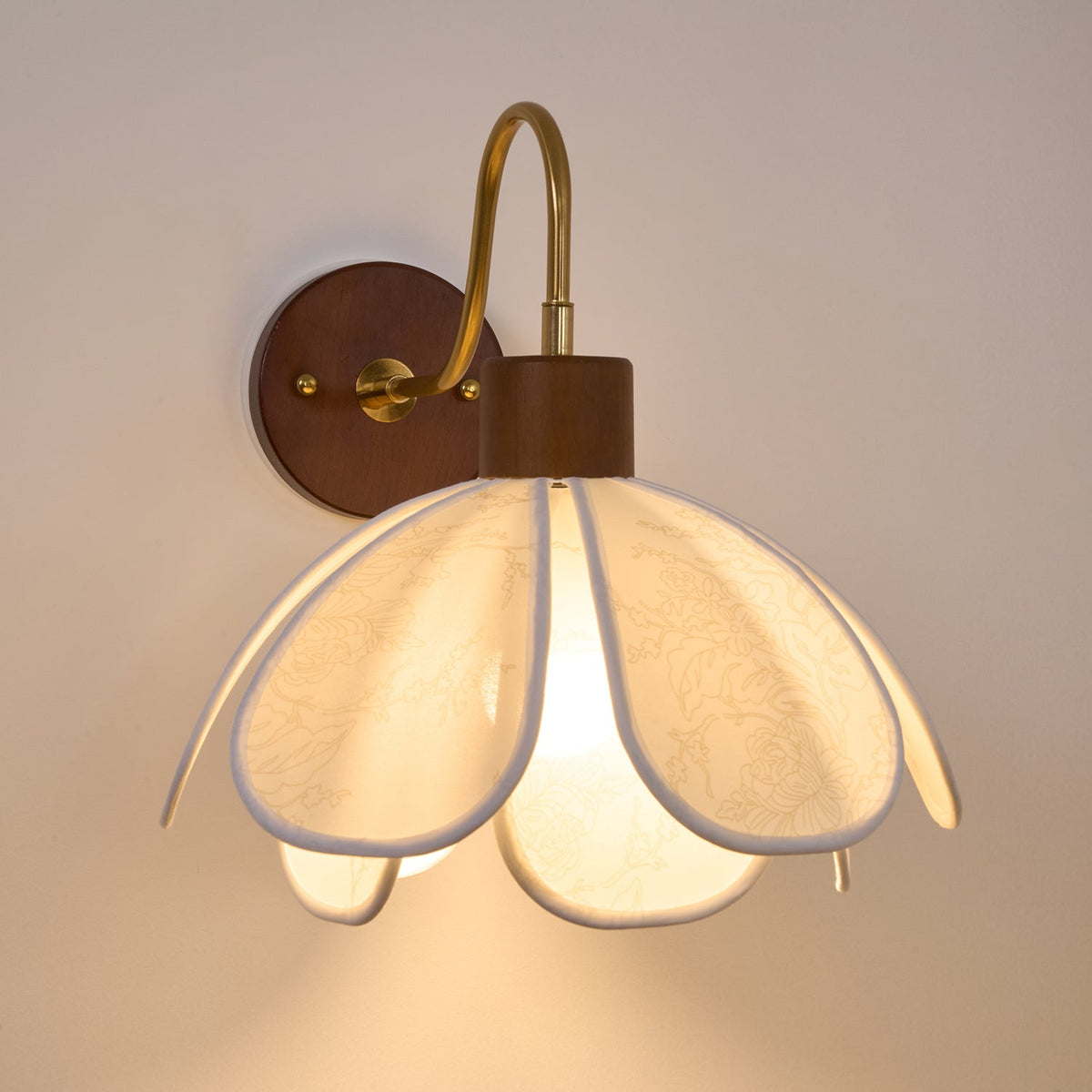Florayne Vintage Bloemmotief glas wandlamp