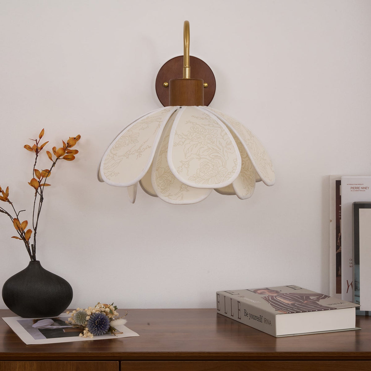 Florayne Vintage Bloemmotief glas wandlamp