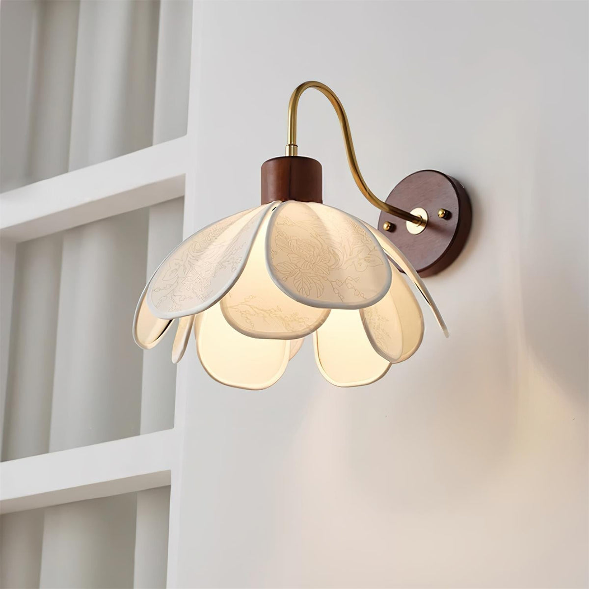 Florayne Vintage Bloemmotief glas wandlamp