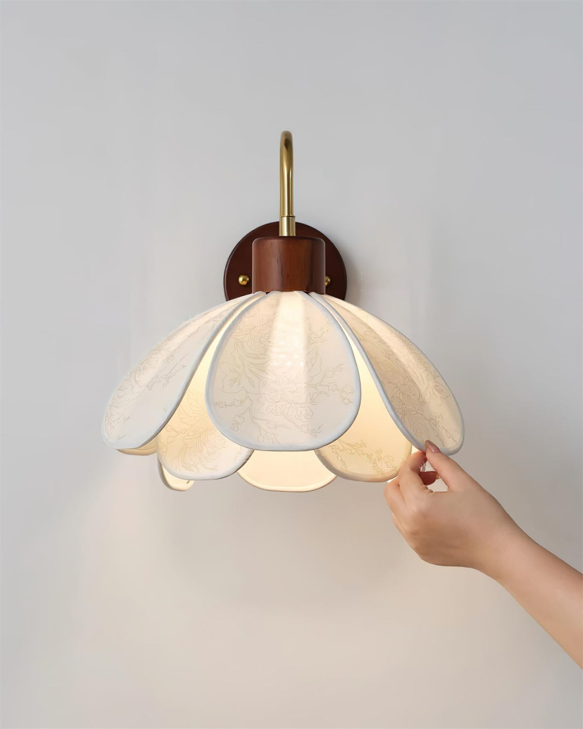 Florayne Vintage Bloemmotief glas wandlamp
