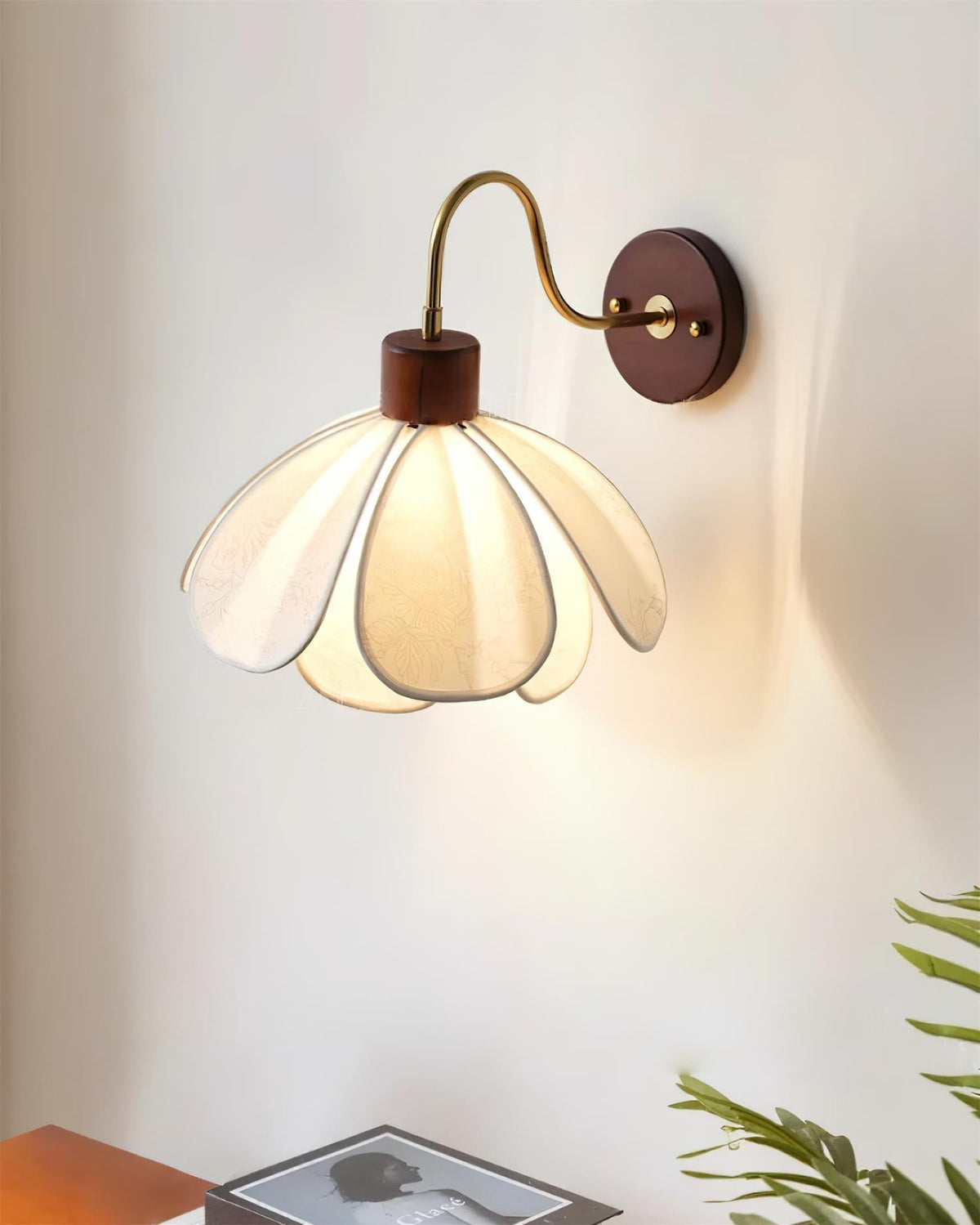 Florayne Vintage Bloemmotief glas wandlamp