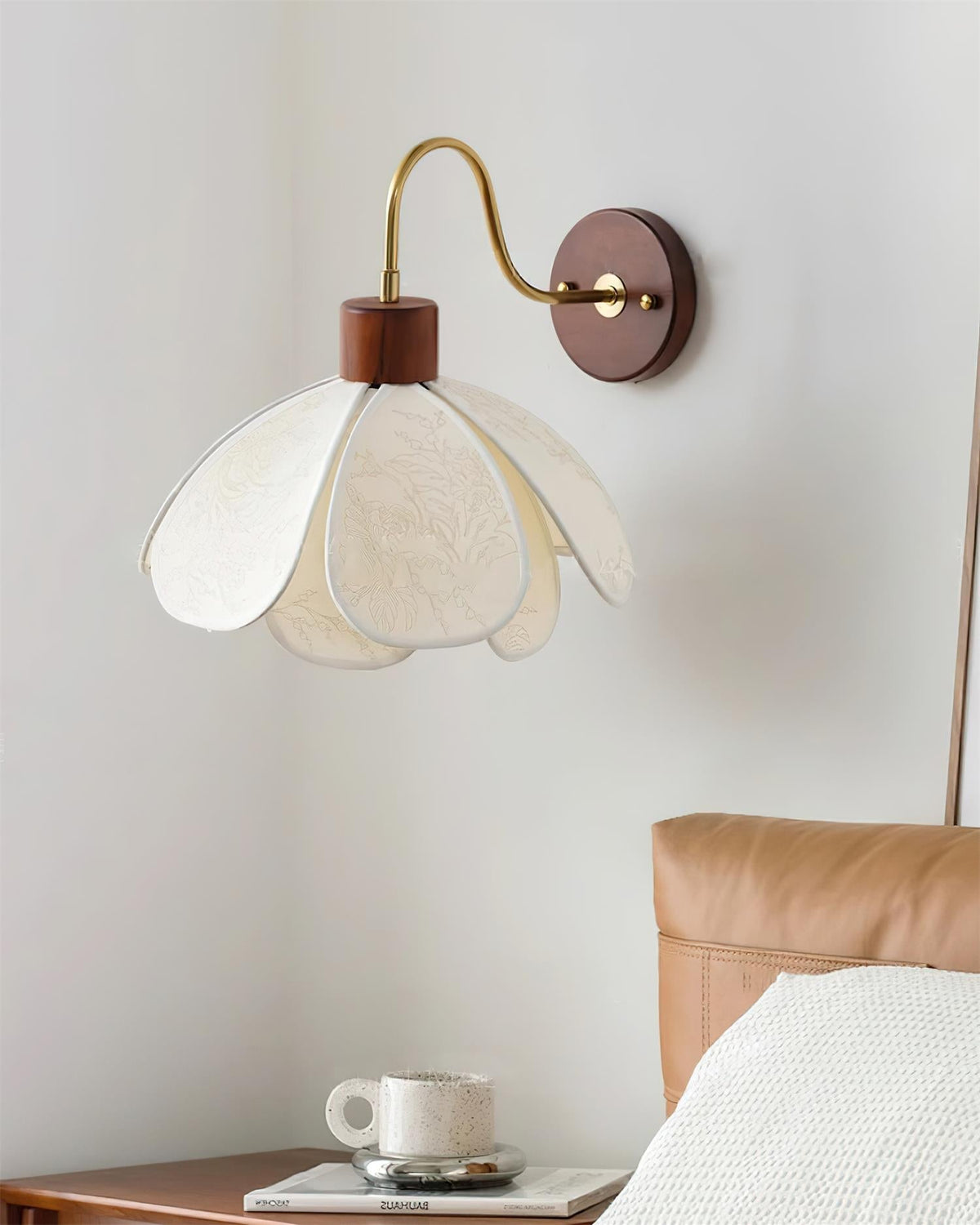 Florayne Vintage Bloemmotief glas wandlamp
