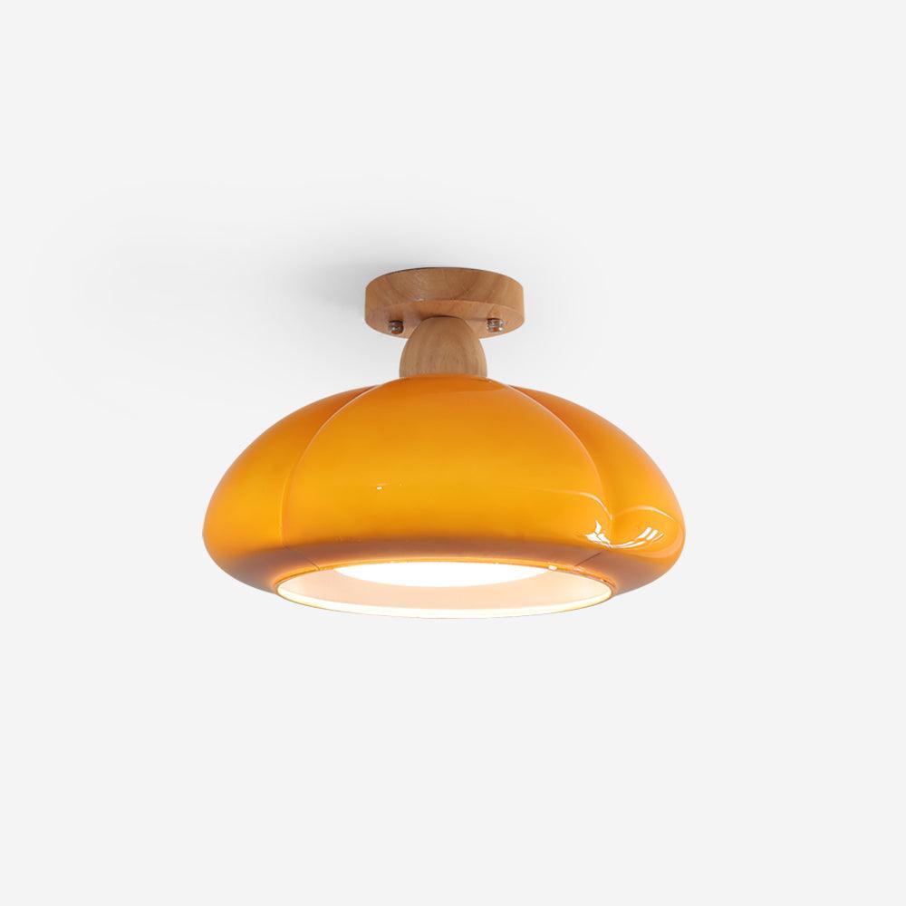 Riva amber glas semi-vlakke plafondlamp