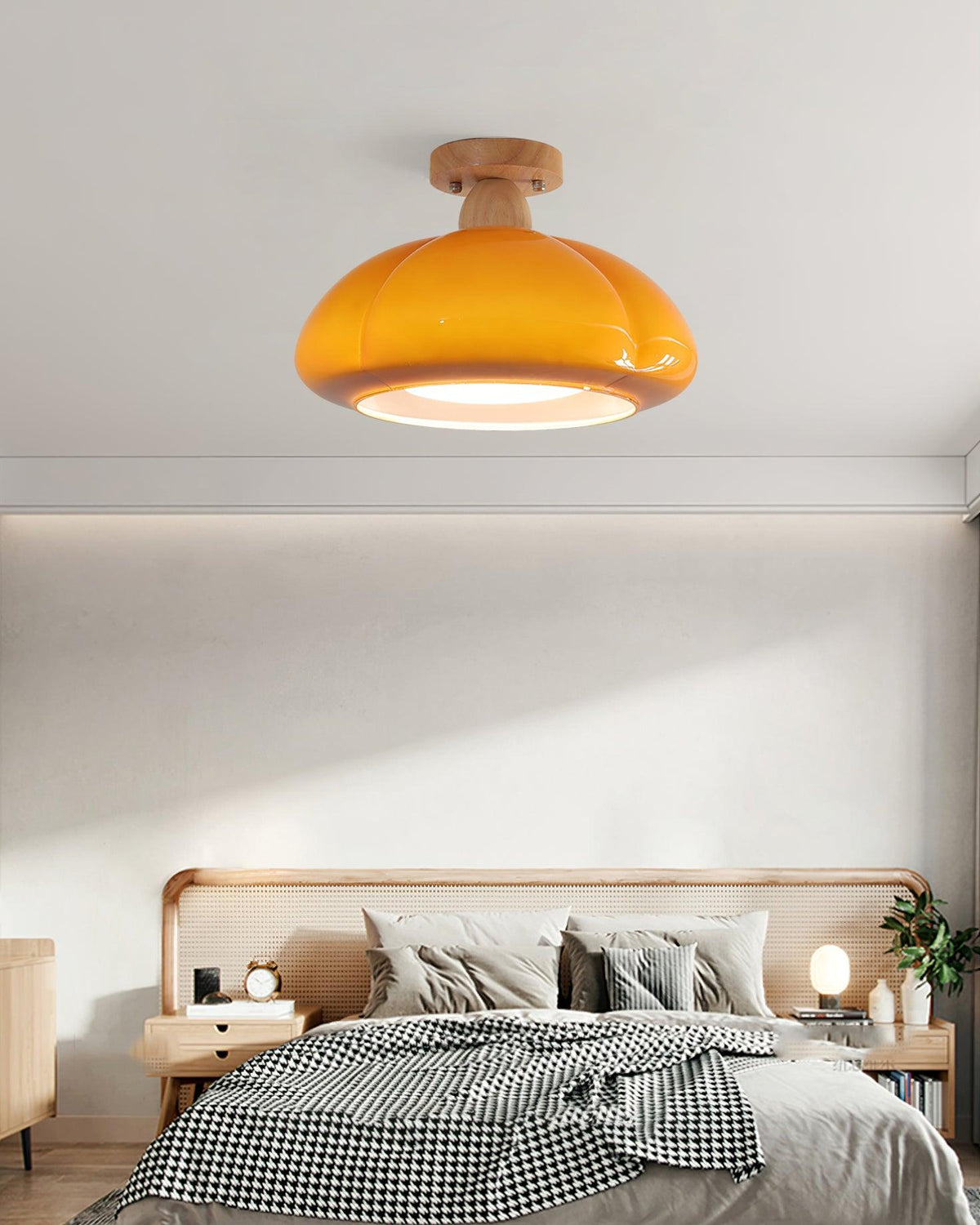 Riva amber glas semi-vlakke plafondlamp