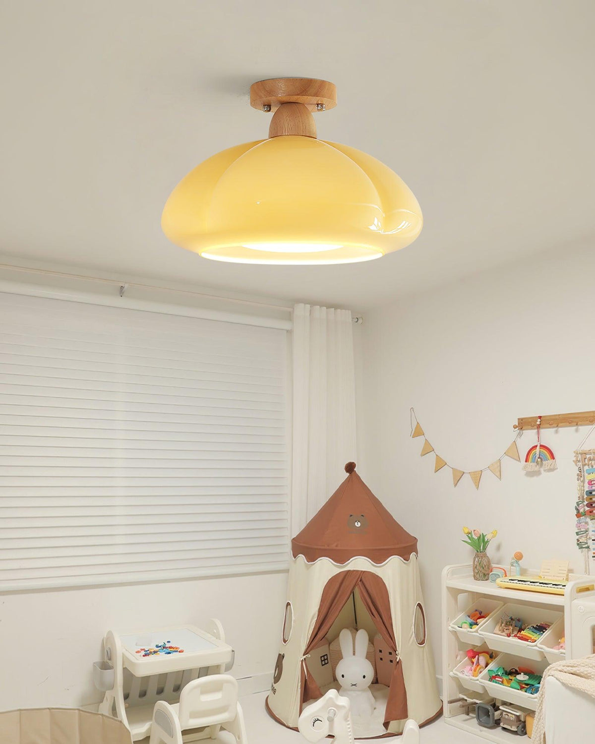 Riva amber glas semi-vlakke plafondlamp