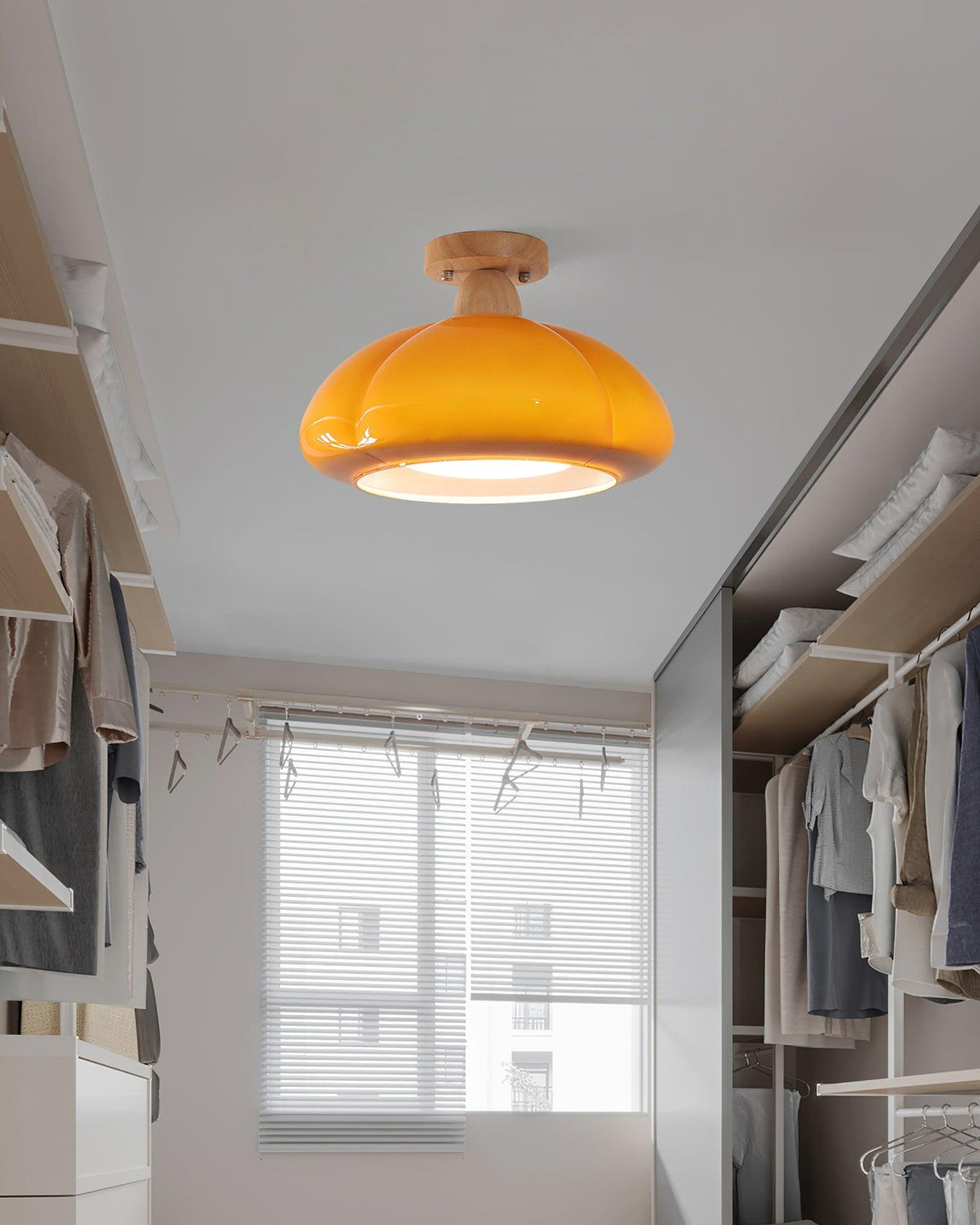 Riva amber glas semi-vlakke plafondlamp