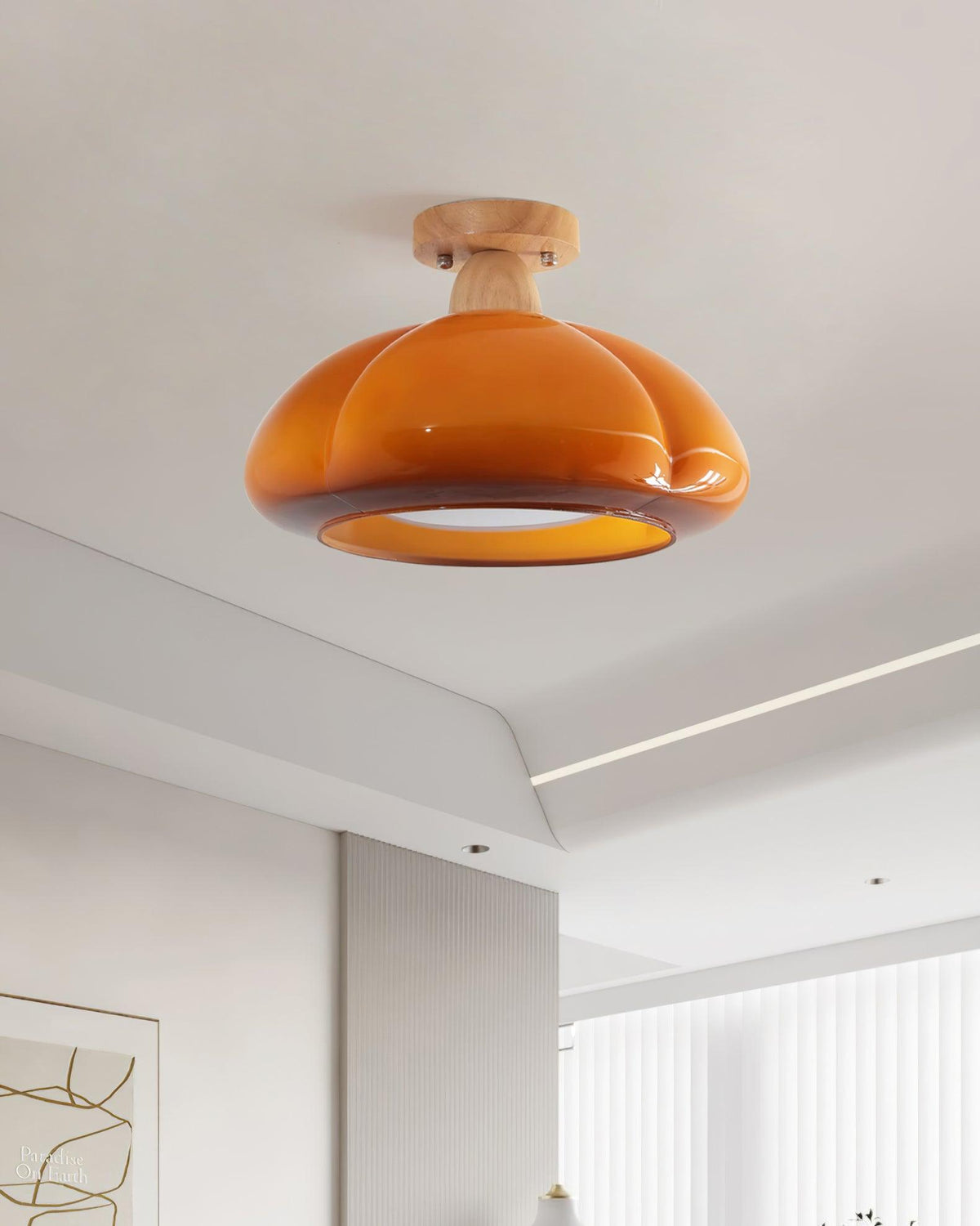 Riva amber glas semi-vlakke plafondlamp