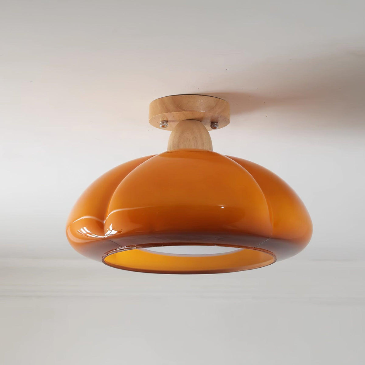 Riva amber glas semi-vlakke plafondlamp