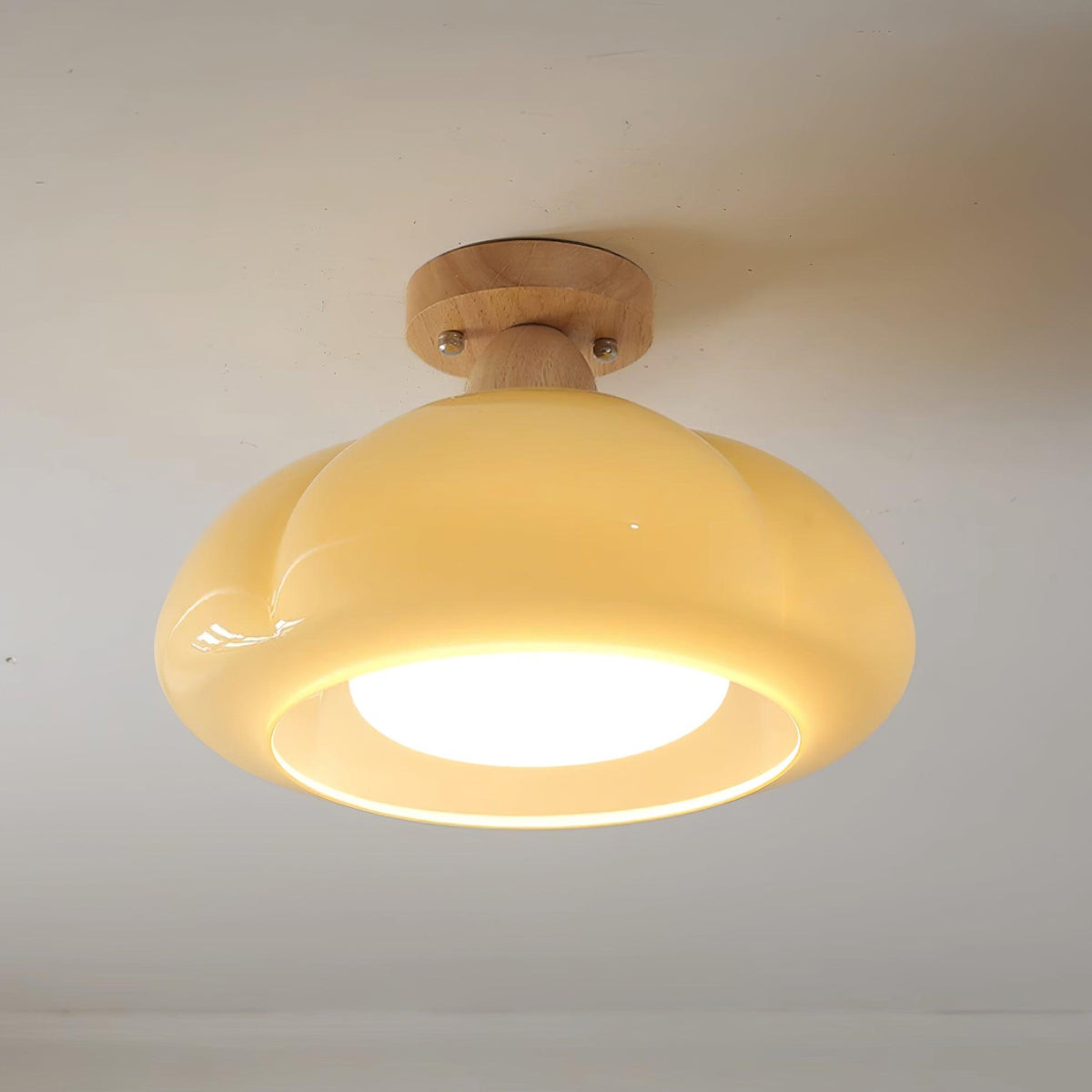 Riva amber glas semi-vlakke plafondlamp