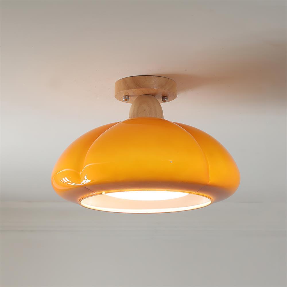 Riva amber glas semi-vlakke plafondlamp