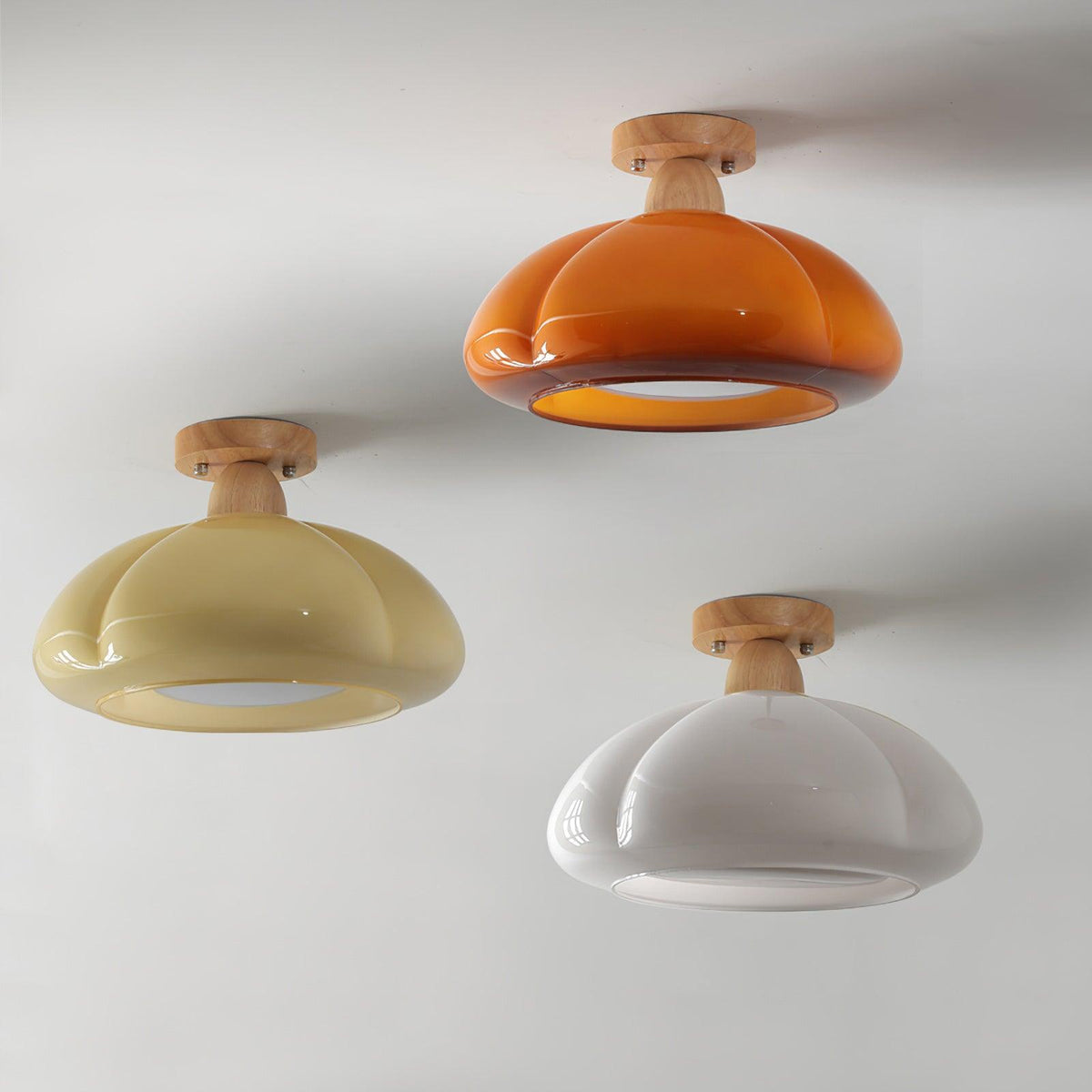 Riva amber glas semi-vlakke plafondlamp