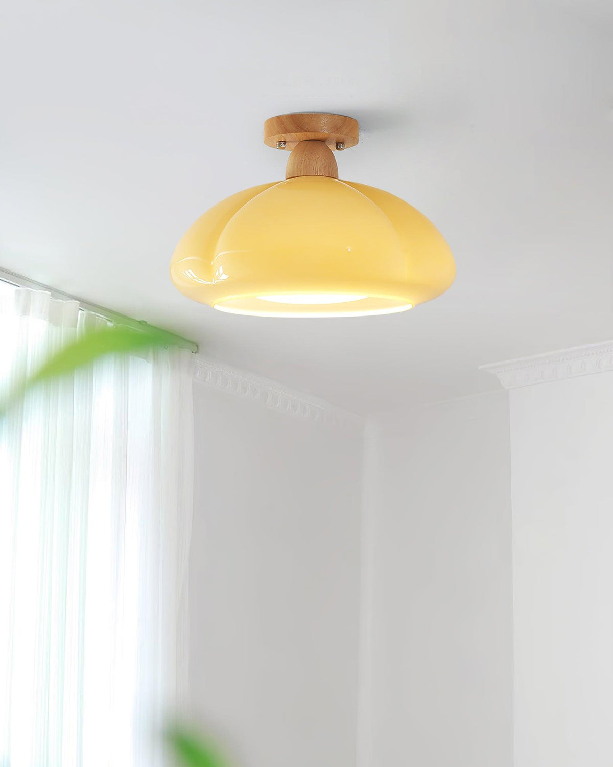 Riva amber glas semi-vlakke plafondlamp
