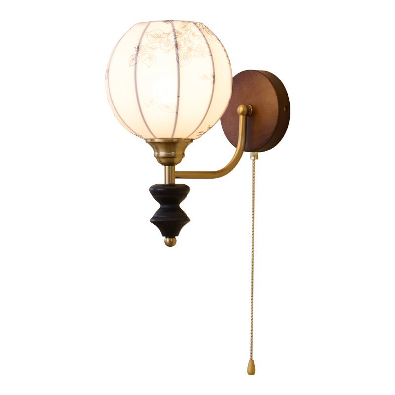 Eshae Premium Noordse kunst wandlamp met stoffen kap en hout