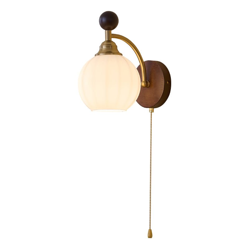 Eshae Premium Noordse kunst wandlamp met stoffen kap en hout
