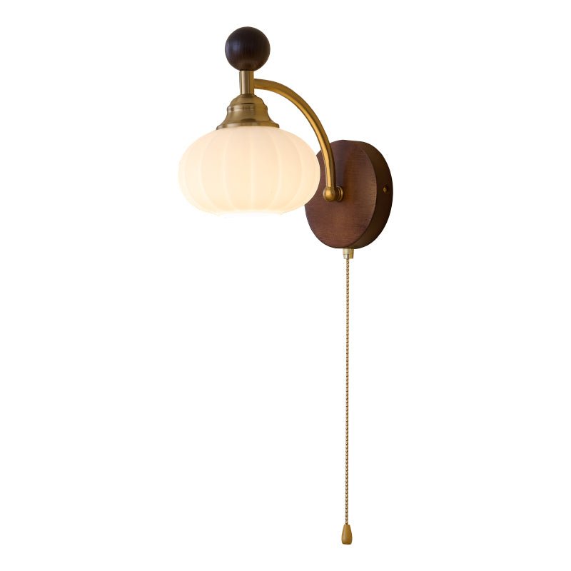 Eshae Premium Noordse kunst wandlamp met stoffen kap en hout