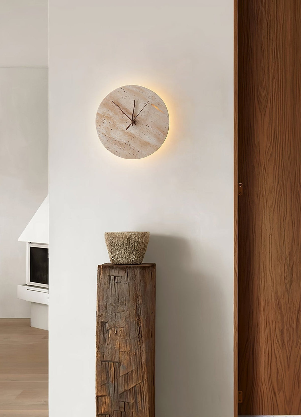 Nororielle minimalistische wandlamp van geel travertin