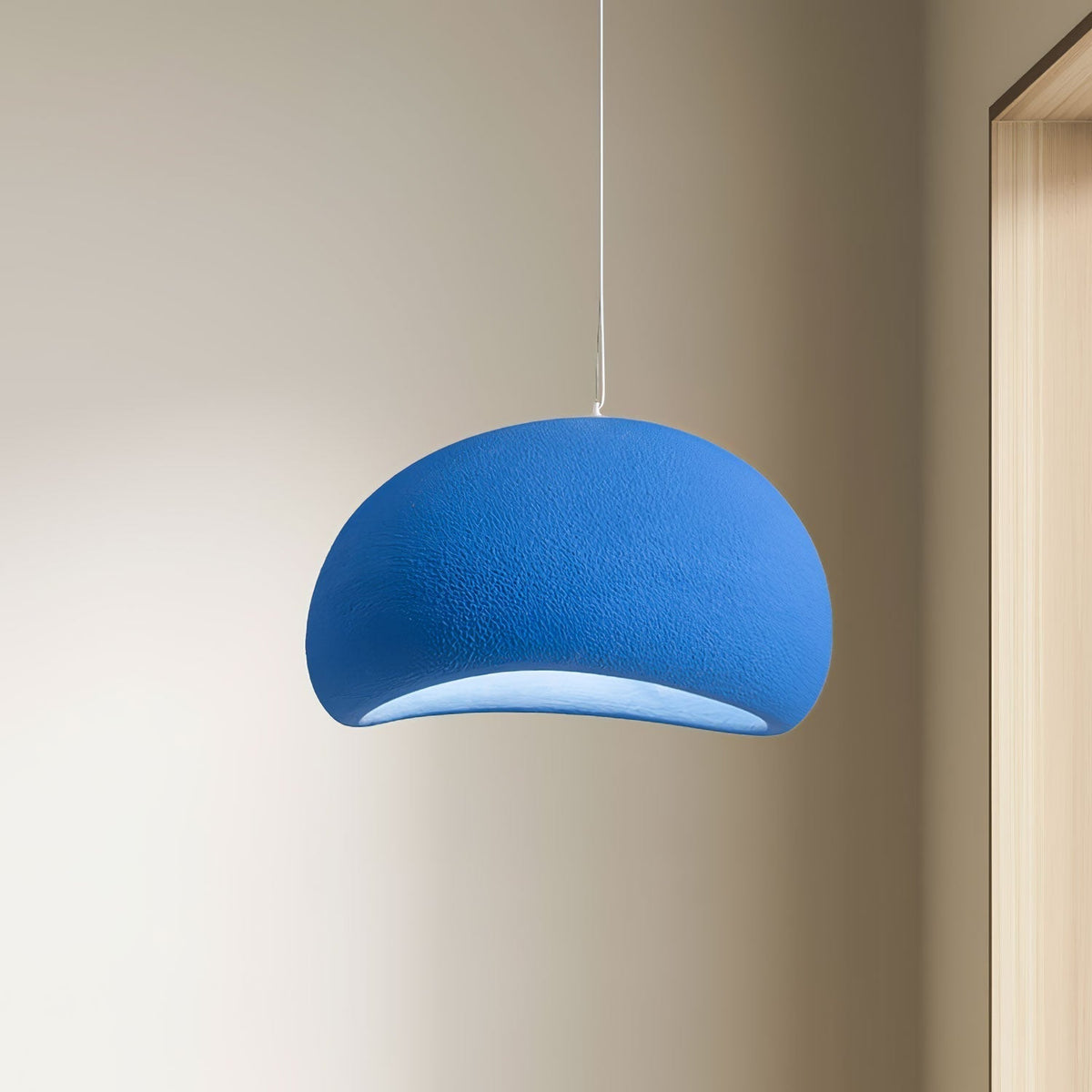 Ecor hanglamp kalkstenen halfrond met stekker in wabi-sabi stijl
