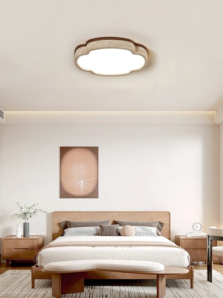 Vito Marshmallow vierbloemblaadjes Cloudform plafondlamp in geel travertin met bloemblaadjes