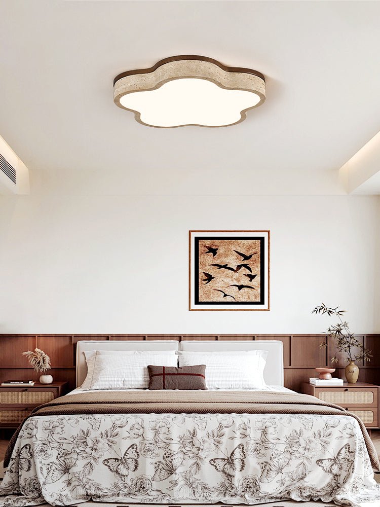 Yuki Marshmallow Vijfbladige Cloudline Geel travertin plafondlamp met bloemblaadjes