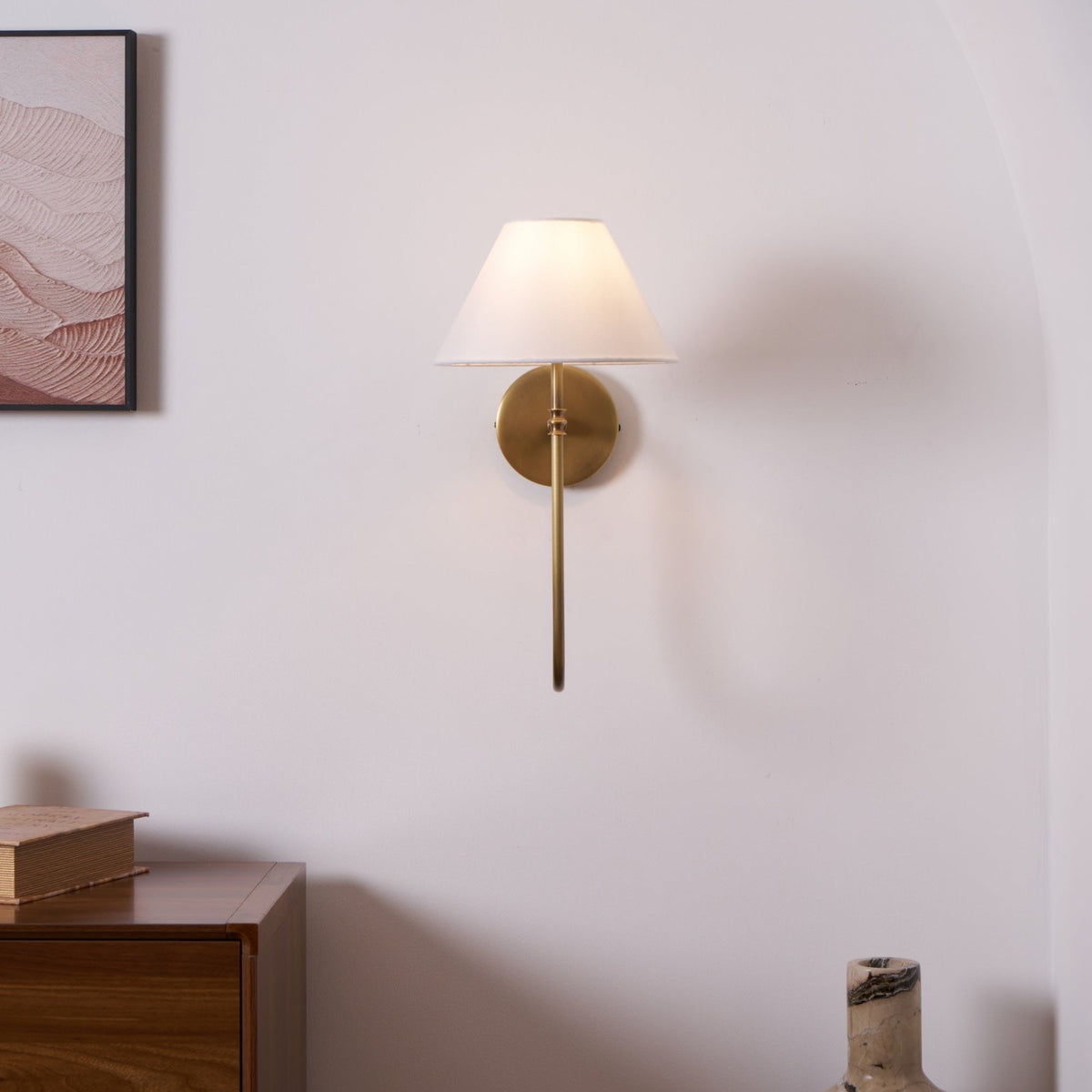 Devenq Vintage Industriële wandlamp van Metaal en Stof