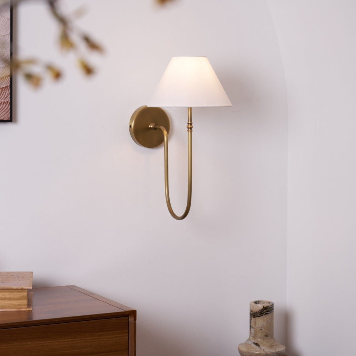 Devenq Vintage Industriële wandlamp van Metaal en Stof