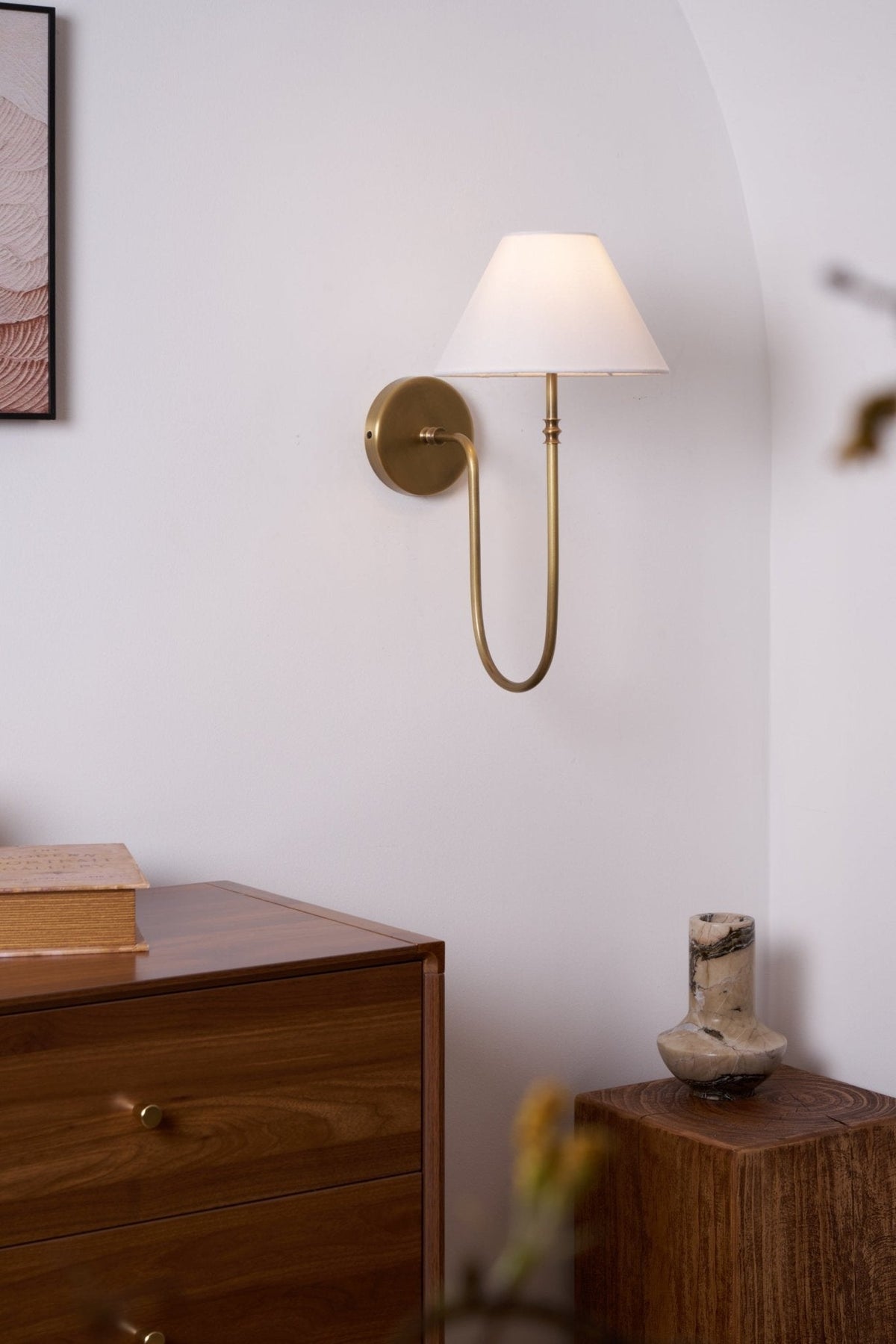 Devenq Vintage Industriële wandlamp van Metaal en Stof