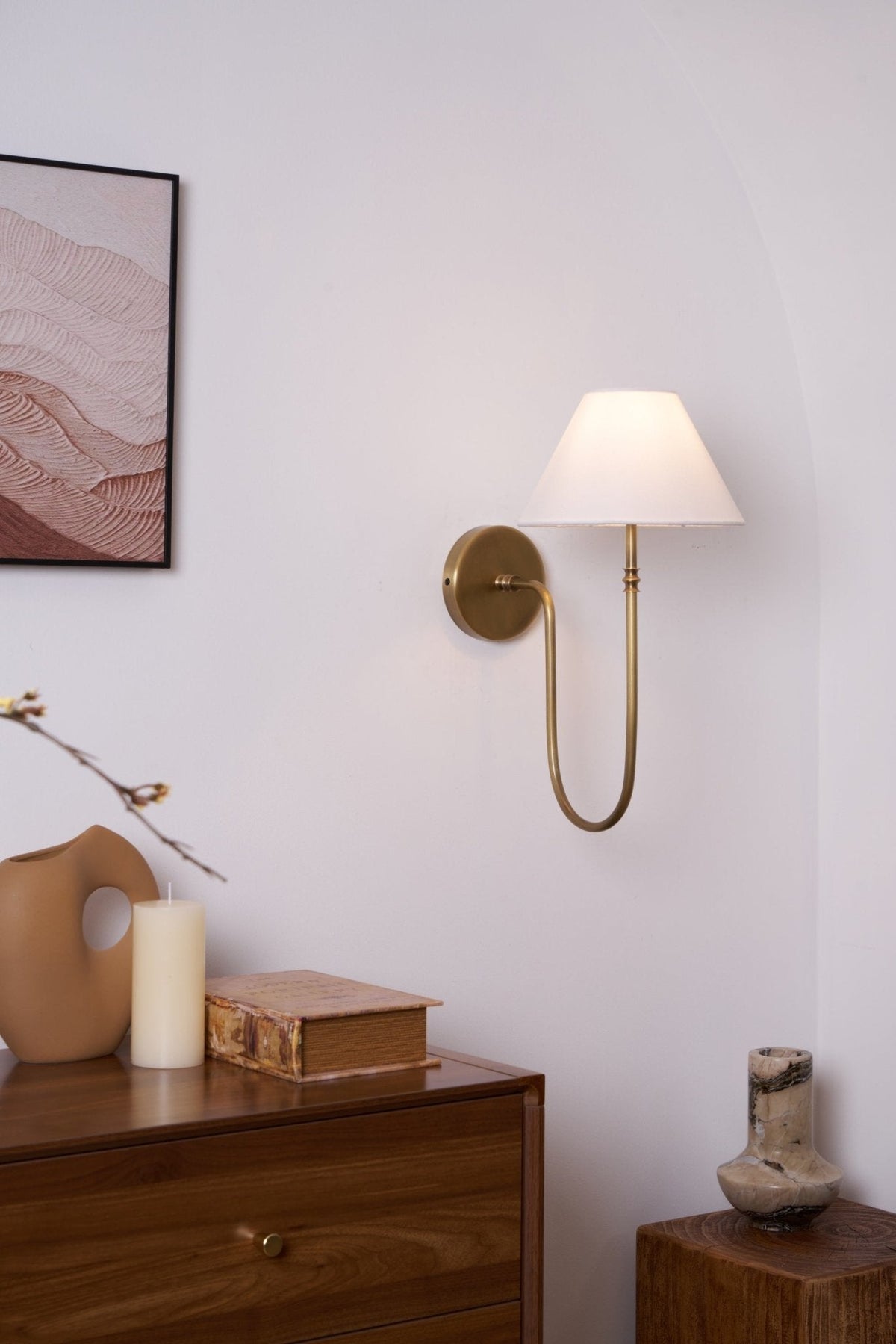 Devenq Vintage Industriële wandlamp van Metaal en Stof
