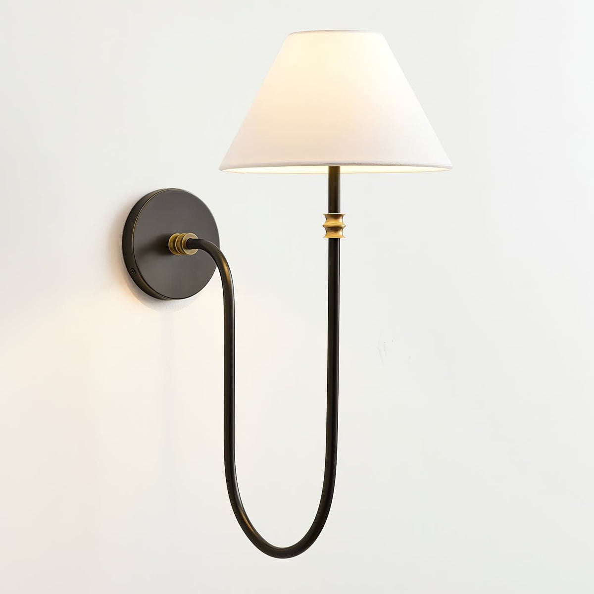 Devenq Vintage Industriële wandlamp van Metaal en Stof