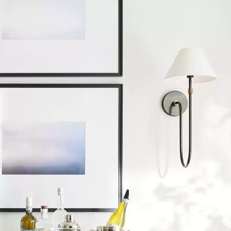 Devenq Vintage Industriële wandlamp van Metaal en Stof